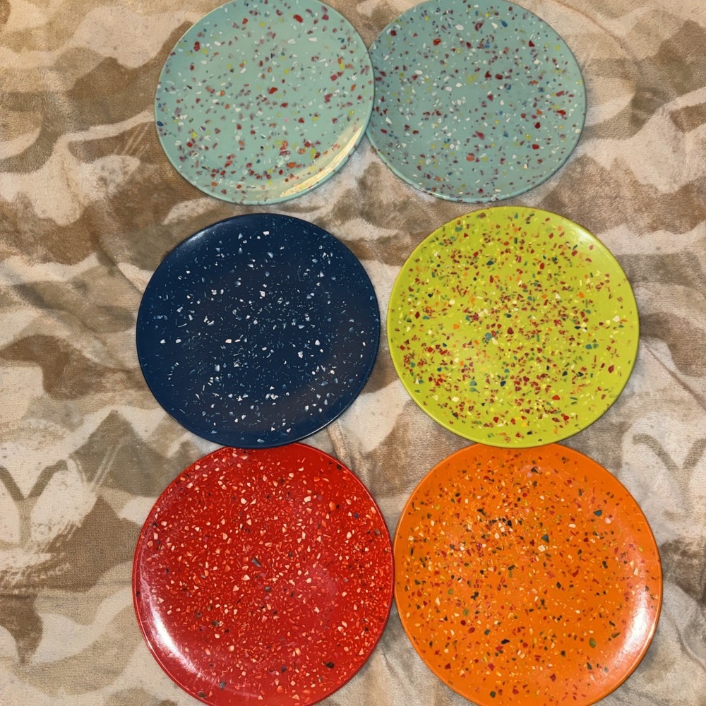 Plates ZAK! Designs Melamine Speckled Confetti Melamine 9" Plates Lot Of 6